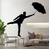 Wall sticker of a man with an umbrella 2399 - Living room decor with light-colored walls and modern furniture.