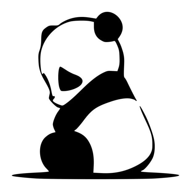 Wall sticker of a panda bear 2398 - Graphic design featuring a panda with big eyes, round body, and distinct ears.
