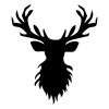 Deer antler wall sticker 2400 - Graphic design featuring stylized black deer antlers on a white background.