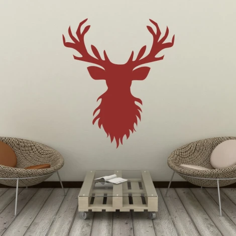 Deer antler wall sticker 2400 - Living room decor with light walls, wooden floor, and furniture.