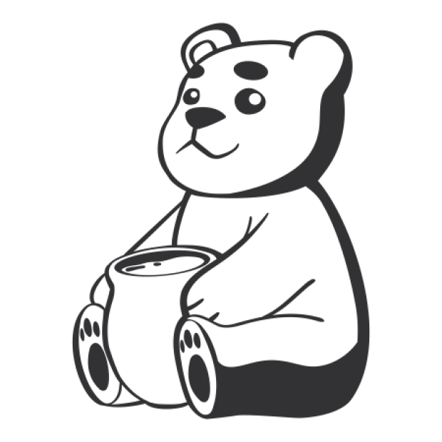 Children\'s painting template bear 2391 - Graphic design featuring a bear sitting with a container.