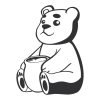 Children\'s painting template bear 2391 - Graphic design featuring a bear sitting with a container.