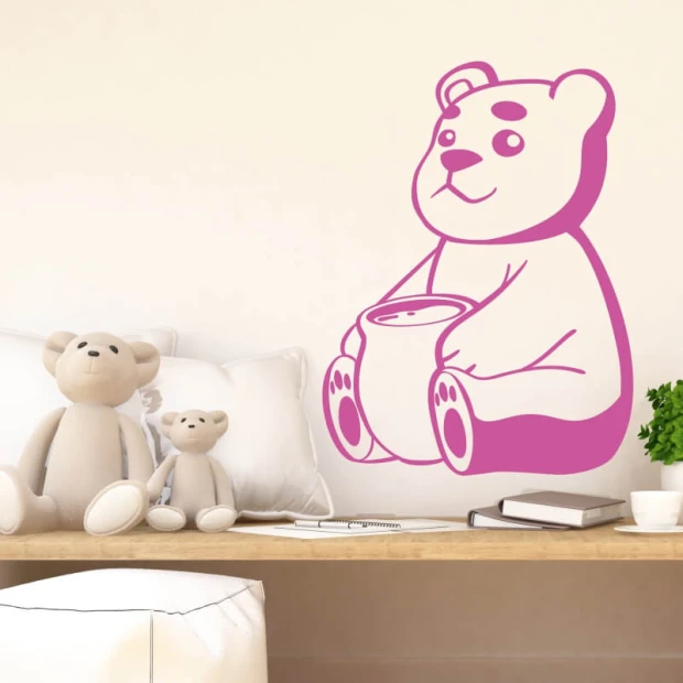 Bear painting template for kids 2391 - Decorated in a bright children\'s room with light walls and neutral furniture.