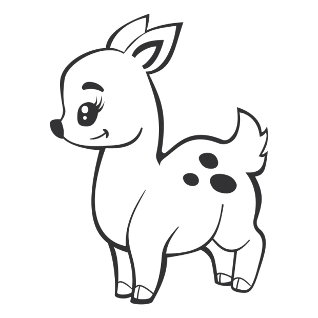Children\'s deer painting template 2392 - Graphic design featuring a rounded body, large eyes, and short legs.