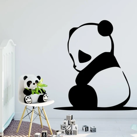 Panda bear wall template 2398 - Graphic design featuring a sitting panda with a large head and rounded features.