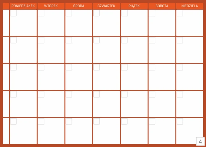 Weekly planner dry-erase magnetic board 341 - Rectangular board with a grid for days of the week and blank spaces.