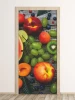 Fruit door sticker FP 6317 - Graphic design featuring various fruits on a wooden background.