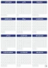 Universal dry-erase annual calendar 352 - Graphic design. Simple grid with months and days in white color.