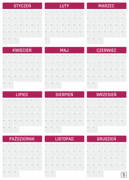 Universal dry-erase annual calendar 352 - Graphic design. Simple grid layout with clear monthly sections.