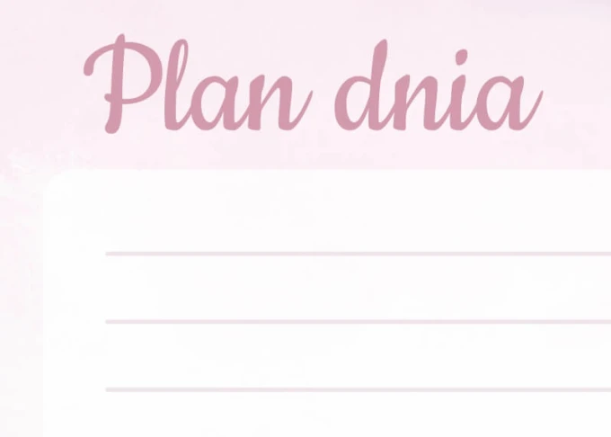 Daily planner whiteboard with floral design. Pink text on a light background, lines for writing.