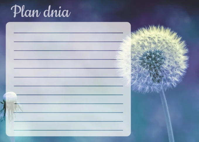 Day planner dry-erase board Dmuchawiec 356 - Graphic design in shades of purple and blue.