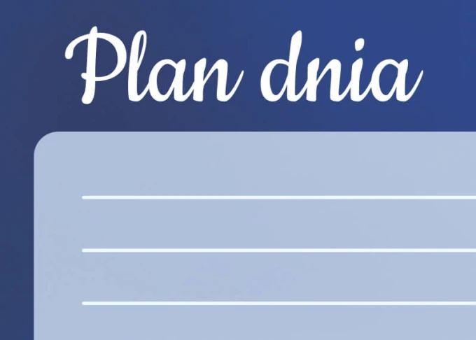 Dry-erase magnetic board daily planner Dmuchawiec 355 - Graphic design on a blue background.