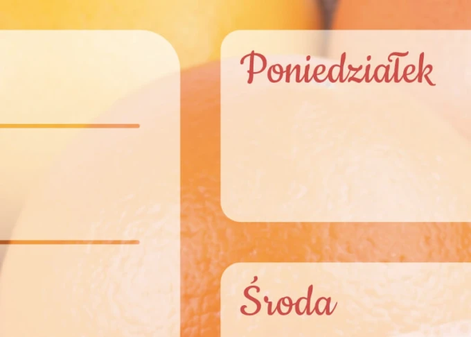 Weekly planner dry-erase board with grapefruit design featuring days of the week on a fruit background.