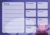 Magnetic dry-erase weekly planner with lotus flower design on a purple background.