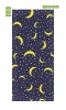 Moon phases door sticker FP 6328 - Graphic design with yellow crescents on a navy background and white dots.