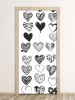 Heart door sticker FP 6324 - Graphic design with various black and white hearts in different shapes and patterns.