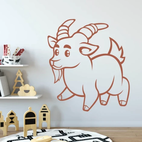Children\'s wall sticker goat 2411 - Decor for a child\'s room. Light-colored walls, minimalist design.