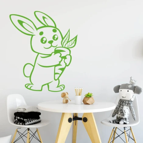 Wall sticker for kids featuring a bunny 2408 - Decor for a child\'s room with light-colored walls and furniture.
