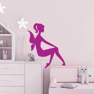 Elf wall sticker 2406 - Decor for a child\'s room. Light-colored walls and white furniture.