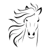 Wall sticker horse 2403 - Graphic design featuring a horse\'s head with flowing mane in black.