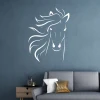 Horse wall sticker 2403 - Living room decor with gray walls and modern furniture in neutral colors.