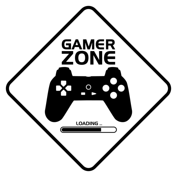 Gamer Zone sticker 2405 - Graphic design featuring a game controller and charging bar.