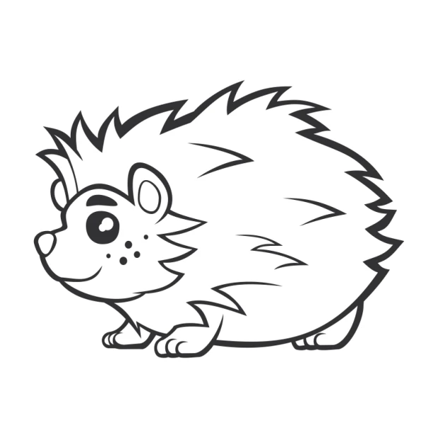 Hedgehog painting template for kids 2407 - Features a hedgehog with distinct spines and a round body design.