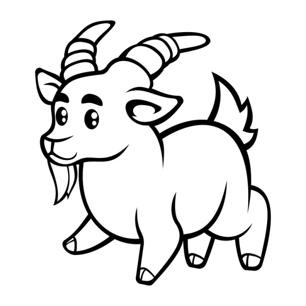 Kids\' painting template goat 2411 - Graphic design featuring a goat with large ears and curved shapes.