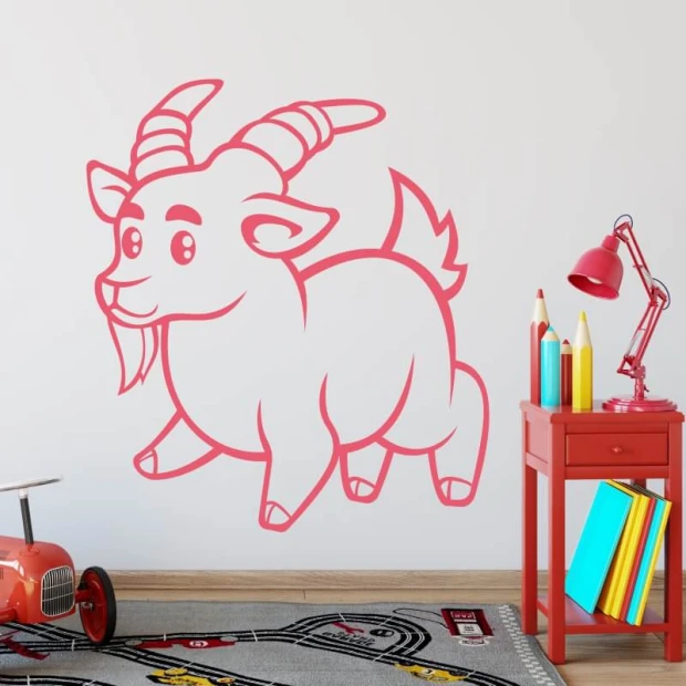 Kids\' painting template goat 2411 - Graphic design featuring a goat with large ears and vibrant details.