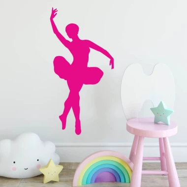 Dancer painting template for kids 2404 - Graphic design featuring a dancer silhouette in a dynamic pose with clouds and a rainbow.