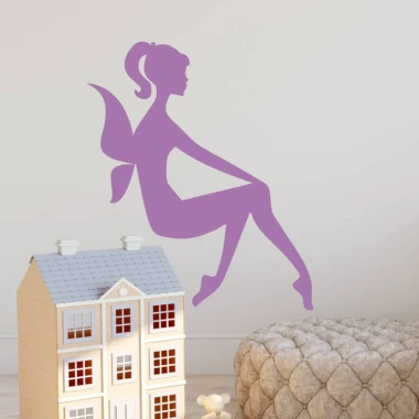 Elf painting template 2406 - Graphic design. Sitting elf character with long hair and wings.