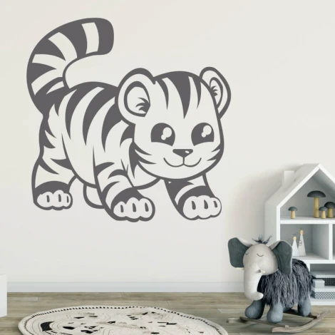 Children\'s painting template featuring a tiger design with clear outlines and large eyes.