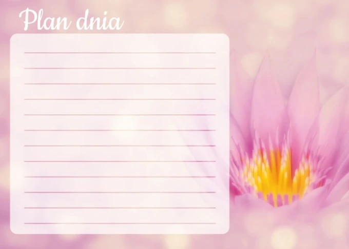 Dry-erase magnetic board daily planner lotus 361 - Graphic design. Pink background with a lotus flower.