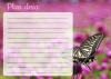 Dry-erase magnetic board daily planner with butterfly design on a pink floral background.