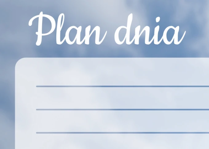 Dry-erase magnetic board daily planner with tulip design and writing lines on a sky background.