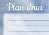 Dry-erase magnetic board daily planner with tulip design and writing lines on a sky background.