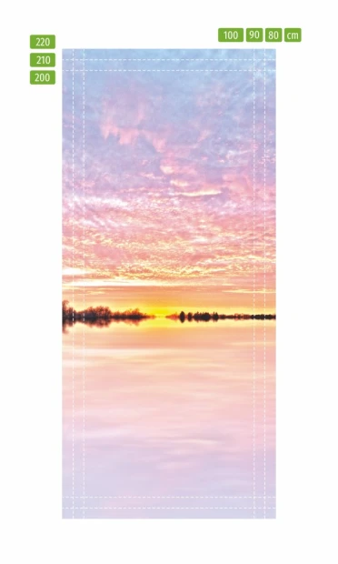 Sunset door sticker FP 6331 - Graphic design featuring a sunset with clouds in shades of pink.
