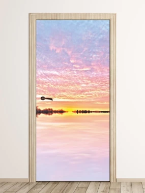 Sunset door sticker FP 6331 - Modern interior design with light-colored walls.