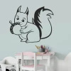 Wall sticker for kids featuring a squirrel holding a nut, with large ears and a fluffy tail.