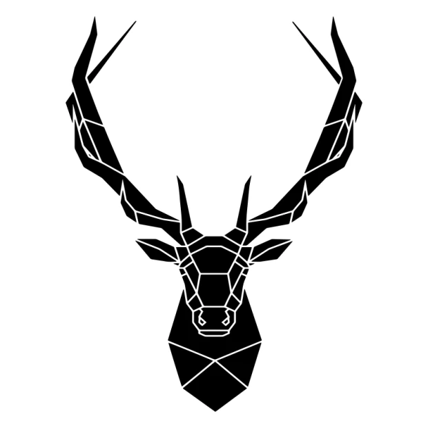 Wall sticker deer head 2415 - Graphic design featuring a stylized deer head with large antlers.