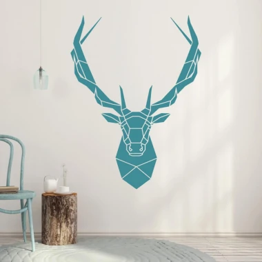 Deer head wall sticker 2415 - Styled in a living room with light-colored walls and Scandinavian furniture.