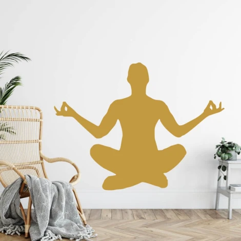 Yoga wall sticker 2413 - Graphic design. Silhouette of a person in lotus position on a light background.