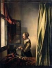 Reproduction of Girl Reading a Letter by an Open Window, Johannes Vermeer - Room arrangement with light-colored walls.