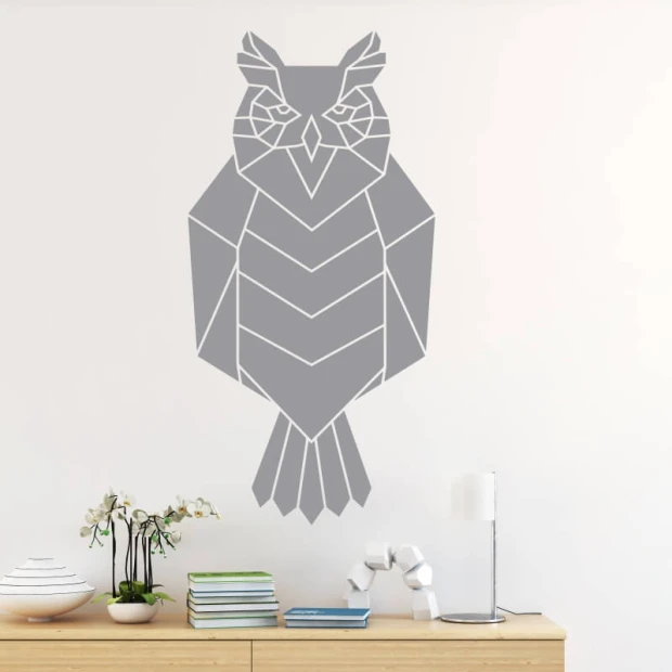 Owl painting template 2416 - Graphic design featuring an owl shape with geometric lines and symmetrical elements.