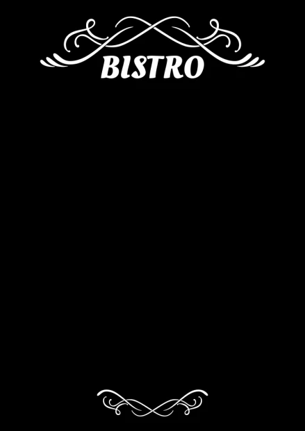 Bistro 068 chalkboard - Black rectangle with white decorative borders and "Bistro" text at the top.