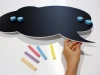 Chalkboard speech bubble magnetic board 177 - Graphic design with two magnets and colorful chalks.