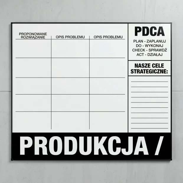 Magnetic whiteboard in an aluminum frame with custom print - Graphic pattern. Simple grid design.