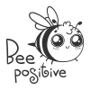 Wall sticker bee positive 2419 - Features a smiling bee with big eyes next to the text.