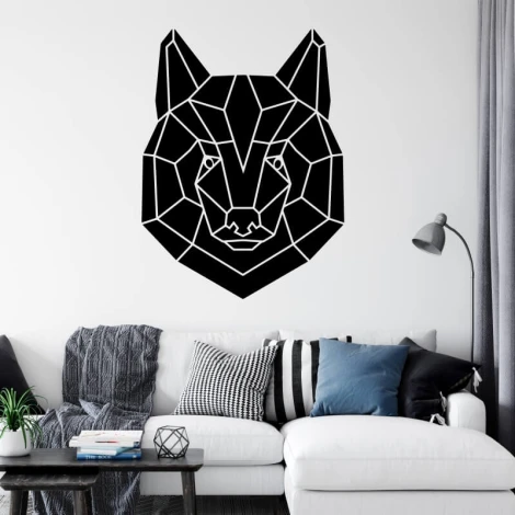 Wall sticker of a bear head 2417 - Living room setup with light-colored walls and modern furniture.