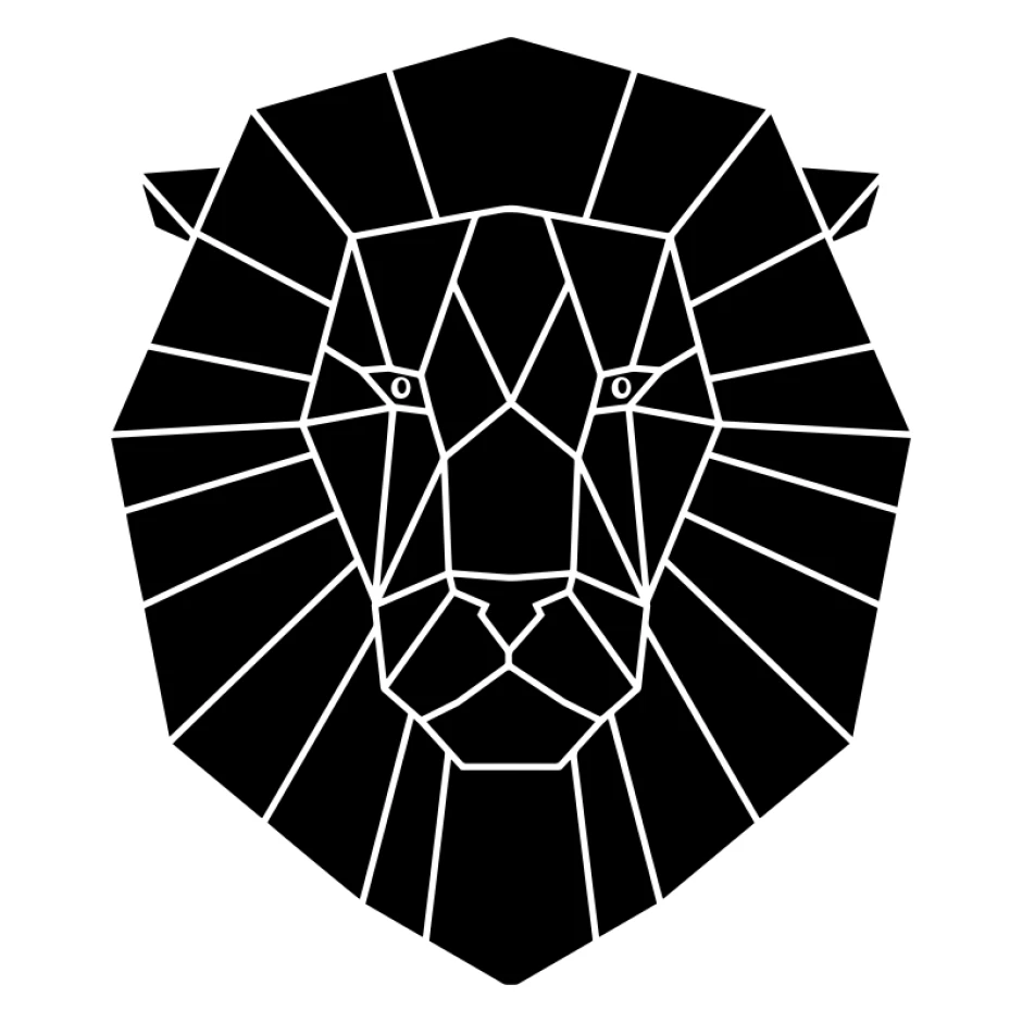 Lion wall sticker 2418 - Graphic design featuring a stylized lion\'s head in geometric shapes.